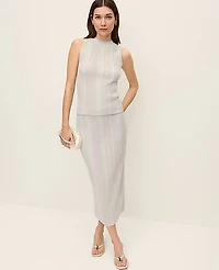 Ann Taylor Petite Striped Metallic Midi Sweater Skirt Rose Veil Women's