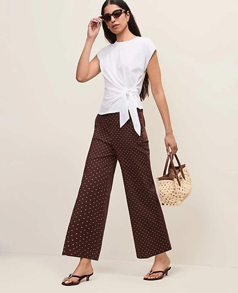 Ann Taylor The Petite Grace Pant in Polka Dot Size 0 Rich Walnut Women's