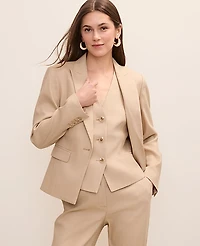 Ann Taylor The Short One Button Blazer Linen Blend Women's