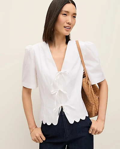 Ann Taylor Tie Front Blouse Women's