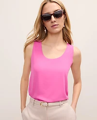 Ann Taylor Mixed Media Tank Top Rhododendron Women's