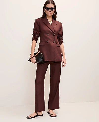 Ann Taylor The Petite Flare Ankle Pant in Linen Blend Size 00 Rich Walnut Women's