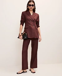 Ann Taylor The Petite Flare Ankle Pant in Linen Blend Size 00 Rich Walnut Women's