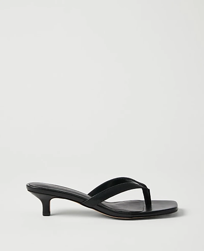 Ann Taylor Leather Kitten Heel Sandal Size 9 Black Women's