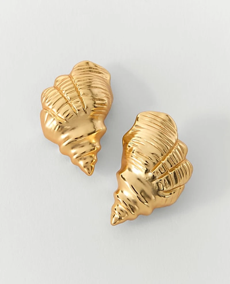 Ann Taylor Shell Stud Earrings Goldtone Women's