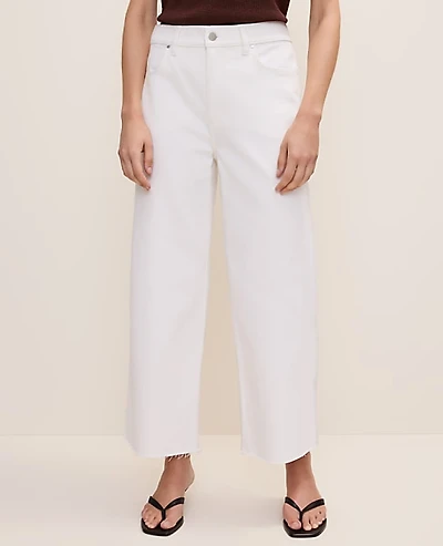 Ann Taylor The Petite Wide-Leg Crop Jean — Curvy Fit White Women's