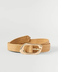 Ann Taylor Straw Sculptural Buckle Belt Natural Women's