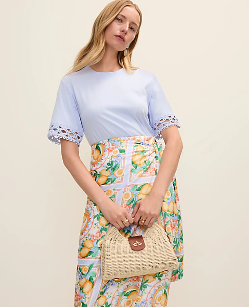 Ann Taylor Petite Crochet Trim Relaxed T-Shirt Women's