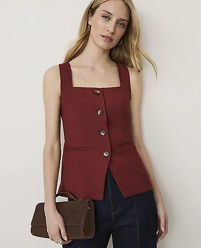 Ann Taylor Square Neck Vest Rich Merlot Women's