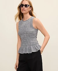 Ann Taylor Petite Gingham Smocked Peplum Tank Top Women's