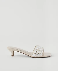 Ann Taylor Patent Paillette Kitten Heel Sandal Ivory Women's