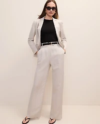 Ann Taylor The Pleated Straight Pant Linen Blend Natural Flax Women's