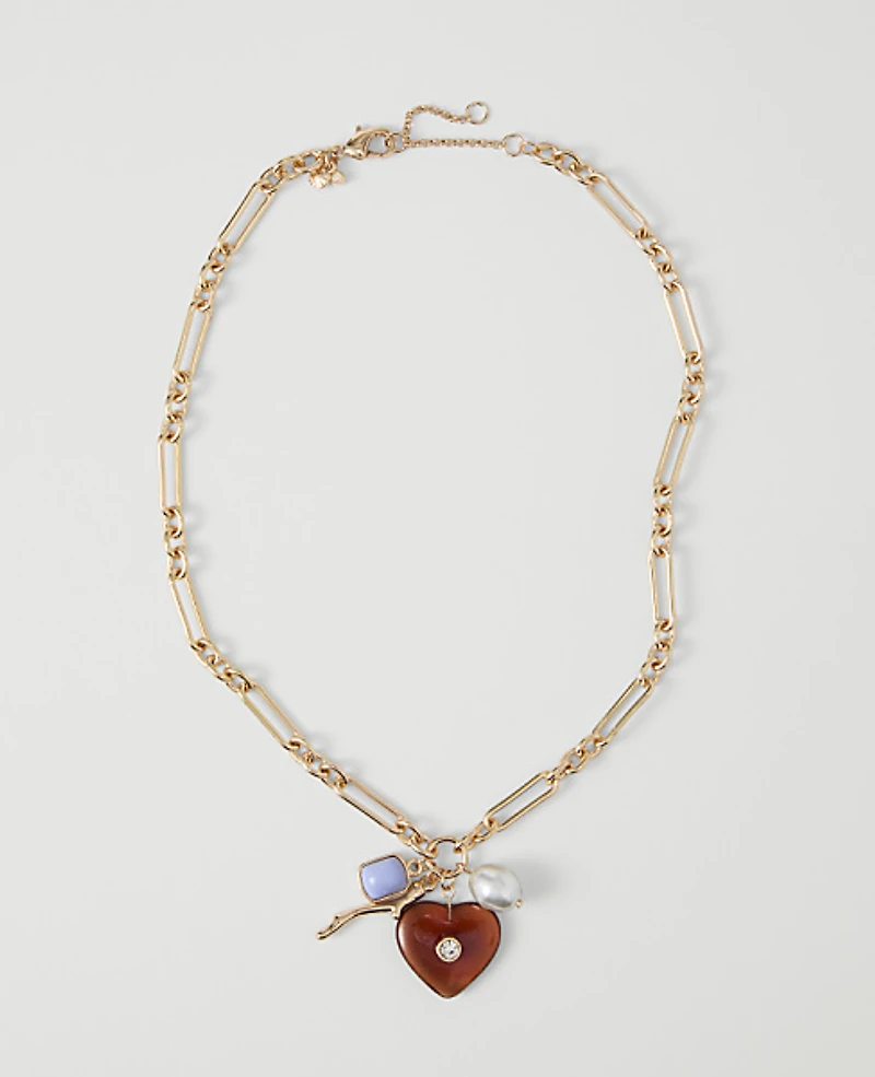 Ann Taylor Pendant Charm Necklace Goldtone Women's