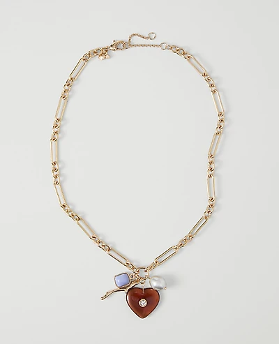 Ann Taylor Pendant Charm Necklace Goldtone Women's
