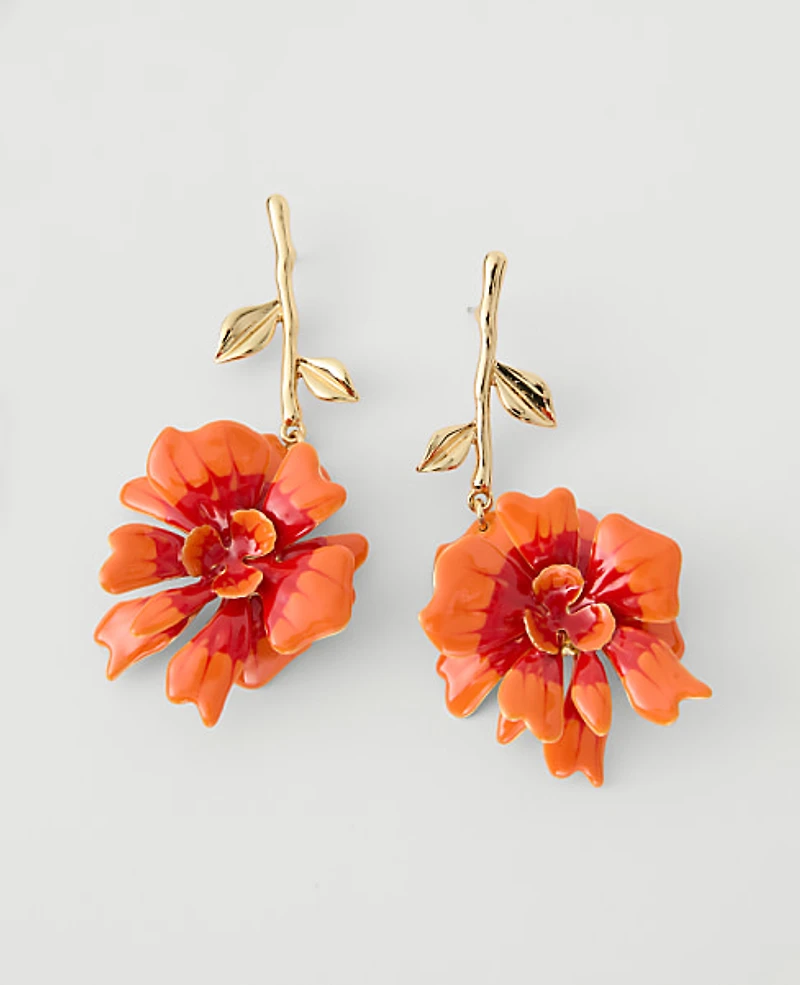 Ann Taylor Flower Statement Drop Earrings Aperol Women's