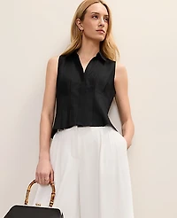 Ann Taylor Petite Sleeveless Flare Shirt Linen Blend Women's