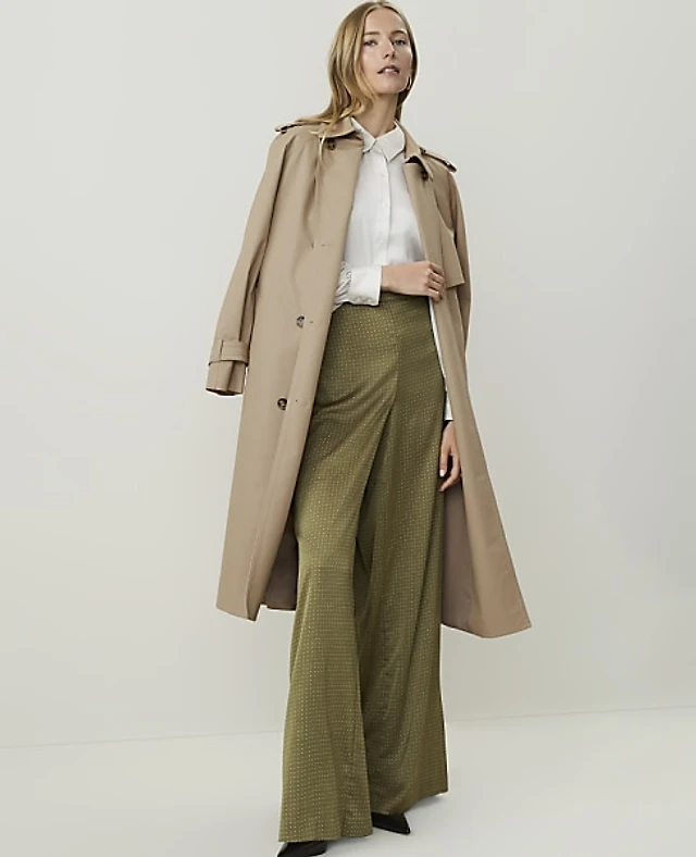 Ann Taylor The Statement Palazzo Pant Satin Green Women's