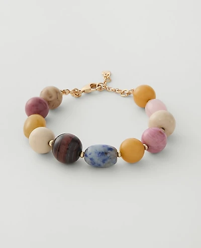 Ann Taylor Mixed Beaded Bracelet Brown Stone Women's