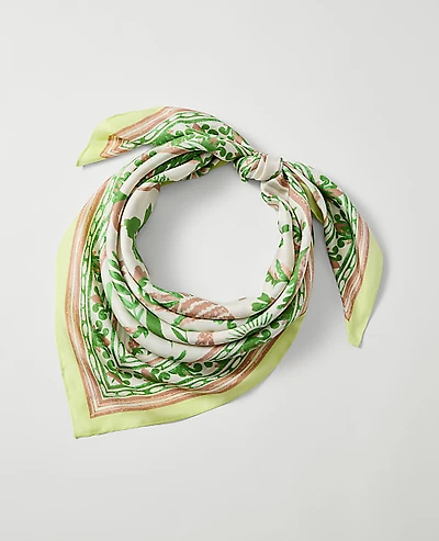 Ann Taylor Palm Print Silk Scarf Garden Muse Women's