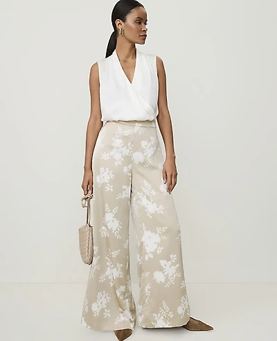 Ann Taylor The Floral Statement Palazzo Pant Winter White Women's
