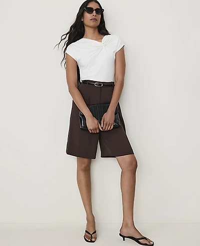 Ann Taylor The Pleated Bermuda Short French Mocha Women's