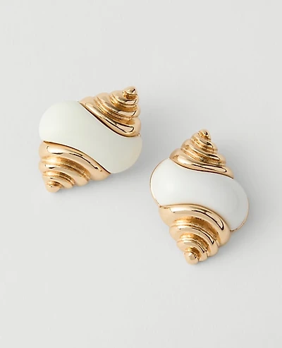 Ann Taylor Enamel Conch Stud Earrings Goldtone Women's