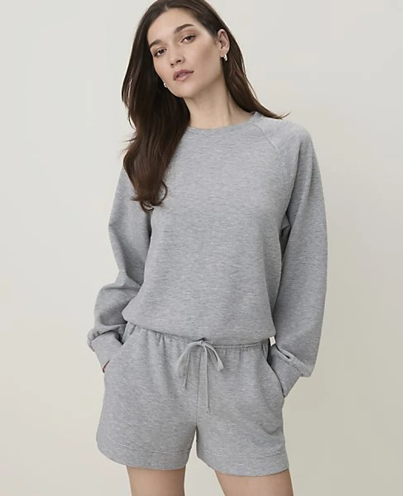 Ann Taylor Drawstring Crew Neck Sweatshirt CloudPlush Heather Women's