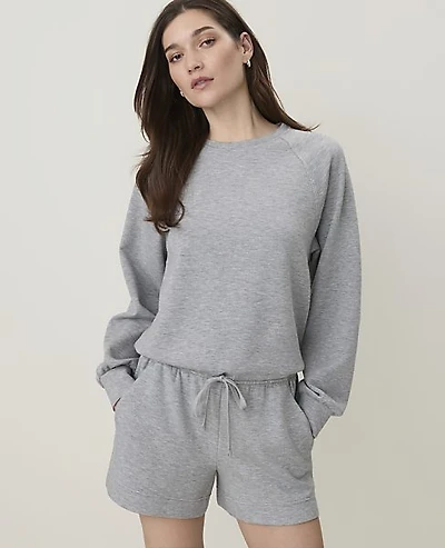Ann Taylor Drawstring Crew Neck Sweatshirt CloudPlush Heather Women's