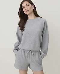 Ann Taylor Drawstring Crew Neck Sweatshirt CloudPlush Heather Women's