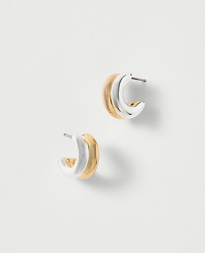 Ann Taylor Mixed Metal Mini Hoop Earrings Goldtone Women's