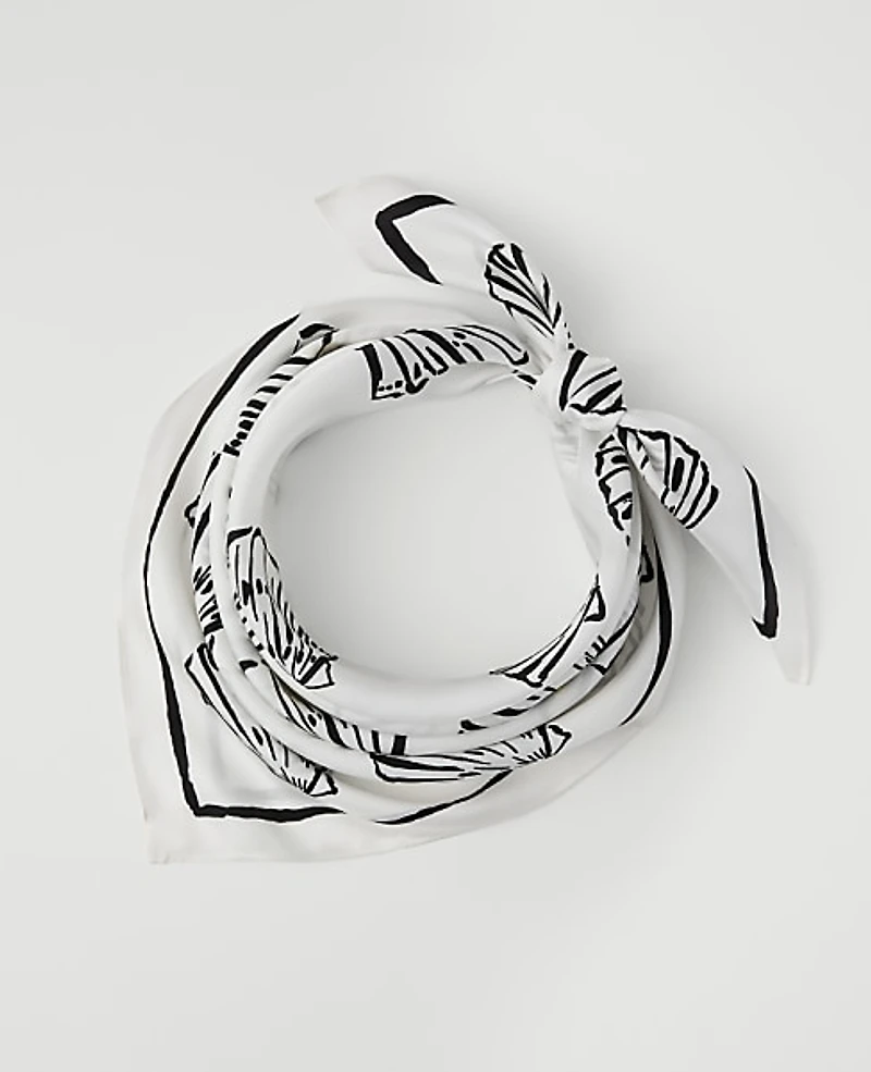 Ann Taylor Shell Print Silk Scarf Black Women's