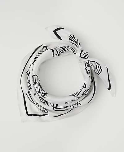 Ann Taylor Shell Print Silk Scarf Black Women's