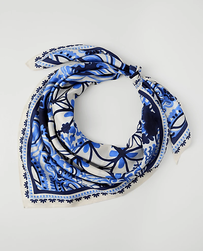 Ann Taylor Paisley Silk Scarf White Women's