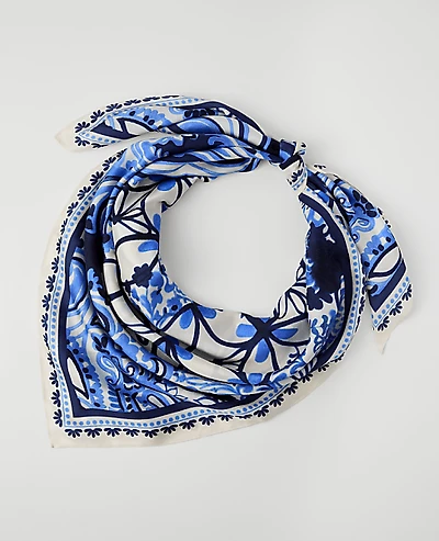 Ann Taylor Paisley Silk Scarf White Women's