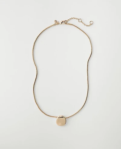 Ann Taylor Metal Disc Pendant Necklace Goldtone Women's