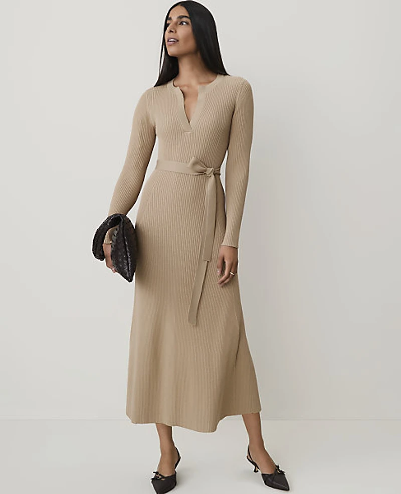 Ann Taylor Belted Sweater Dress Women's