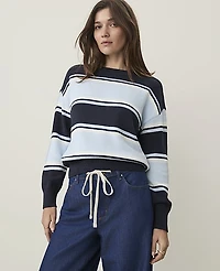 Ann Taylor Weekend Striped Crew Neck Sweater Multi Women's