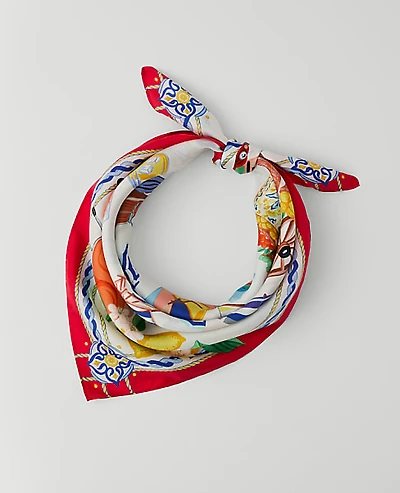 Ann Taylor Amalfi Coast Printed Silk Scarf White Women's