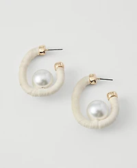 Ann Taylor Threaded Pearl Hoop Earrings Ivory Women's