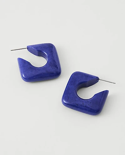 Ann Taylor Stone Square Hoop Earrings Night Sky Women's