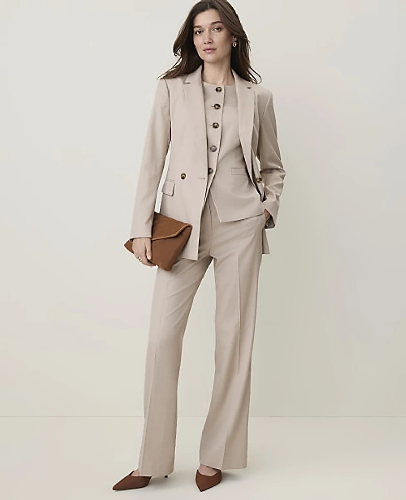 Ann Taylor The Flare Trouser Windowpane Tan White Women's
