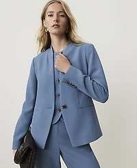 Ann Taylor The Cutaway Blazer Fluid Crepe Cool Dusk Women's