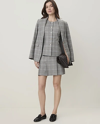 Ann Taylor Plaid Pleated Skirt Blue Women's