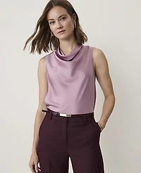 Ann Taylor Petite Draped Cowl Neck Top Lilac Pink Women's