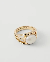 Ann Taylor Metal Pearl Heart Ring Ivory Women's