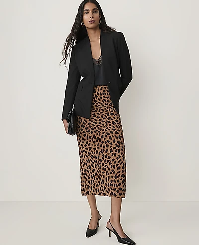 Ann Taylor Animal Print Pencil Skirt Cafe Au Lait B Women's