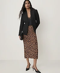 Ann Taylor Animal Print Pencil Skirt Cafe Au Lait B Women's