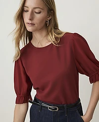 Ann Taylor Ruffle Mixed Media Top Women's