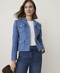 Ann Taylor The Patch Pocket Jacket Tweed Ocean Oasis Women's
