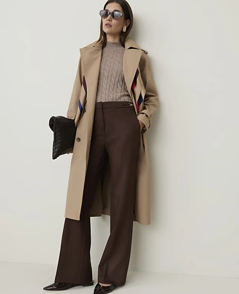 Ann Taylor The Petite Horsebit Flared Trouser Dark Brown Women's